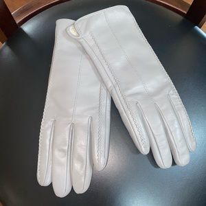 Gray Faux Leather Gloves